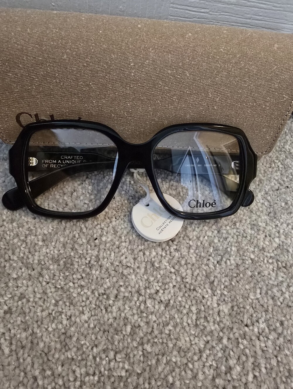 Chloe Women's Black Oversized Square Eyeglasses NWT